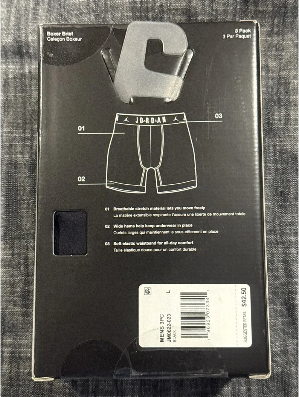 Jordan Flight Cotton Stretch Boxer Briefs 3 Pack Black Size L